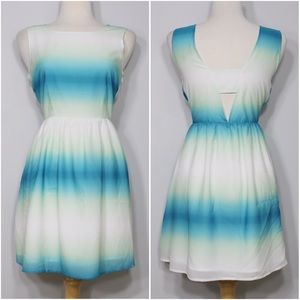 ❗️FINAL PRICE CLOSET CLOSING BB Dakota Tie Dye Blue and White Ombré A-Line Dress